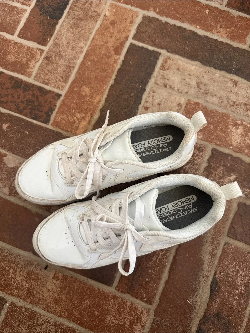 Skechers Kids White Lace-Up Memory Foam Sneakers